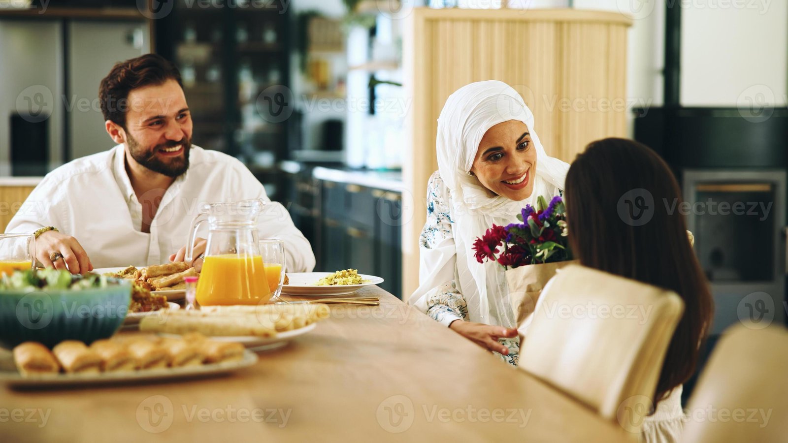 Family celebrating Mother's Day at a restaurant